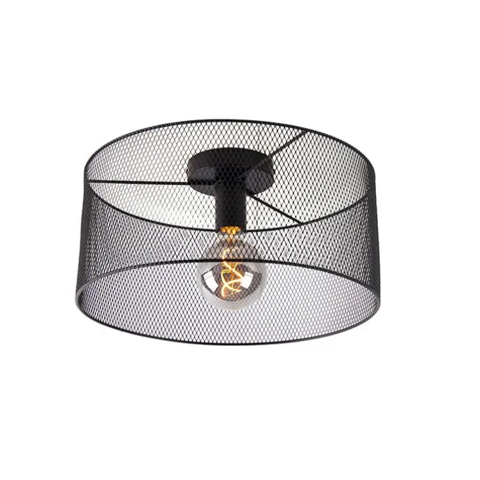 Industrielle Deckenleuchte schwarz - Drum Mesh