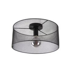Industrielle Deckenleuchte schwarz - Drum Mesh