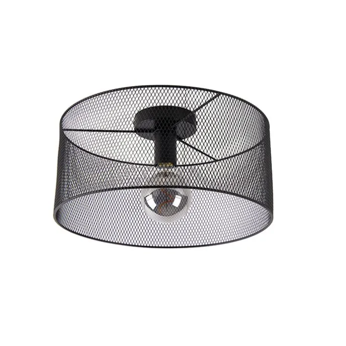 Industrielle Deckenleuchte schwarz - Drum Mesh
