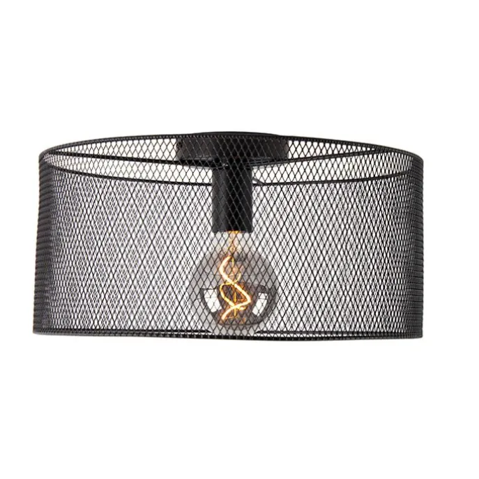 Industrielle Deckenleuchte schwarz - Drum Mesh
