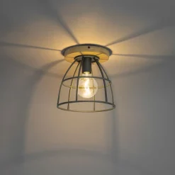 Industrielle Deckenleuchte Dunkelgrau und Holz - Arthur