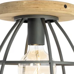 Industrielle Deckenleuchte Dunkelgrau und Holz - Arthur