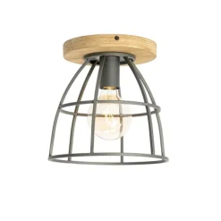 Industrielle Deckenleuchte Dunkelgrau und Holz - Arthur