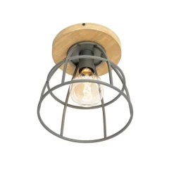 Industrielle Deckenleuchte Dunkelgrau und Holz - Arthur