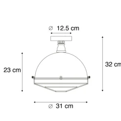 Industrielle Deckenleuchte Antik Silber 32 cm - Kurs