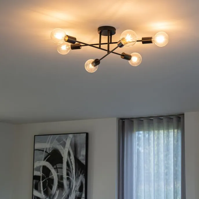 Industrielle Deckenleuchte schwarz 6 Lichter - Sydney