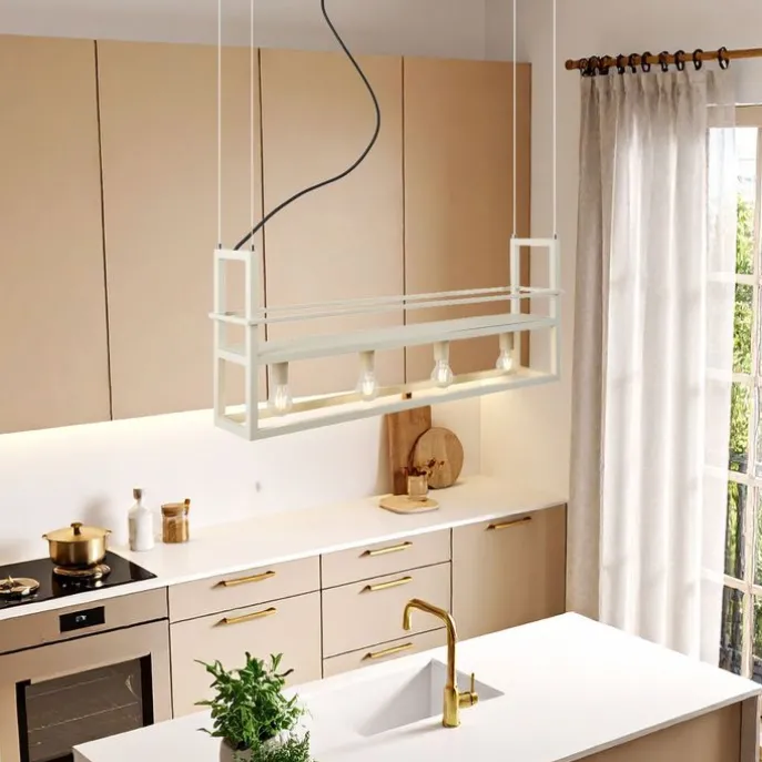 Industrielle Hängelampe Beige 4-Lichter - Cage Rack