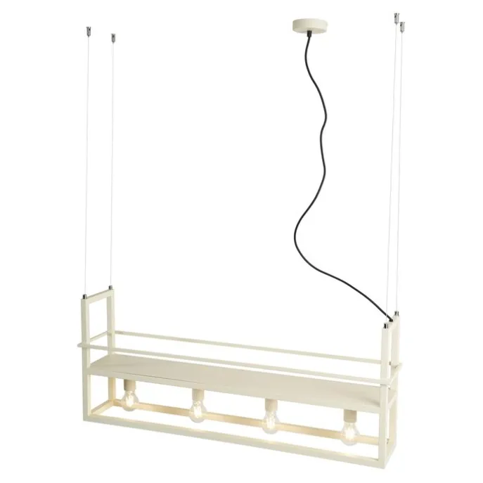 Industrielle Hängelampe Beige 4-Lichter - Cage Rack