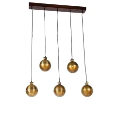 Industrielle Hängelampe Bronze mit Holz 5 Lichter - Haicha