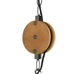 Industrielle Hängelampe dunkelgrau mit Holz 47 cm - Arthur