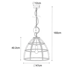 Industrielle Hängelampe dunkelgrau mit Holz 47 cm - Arthur