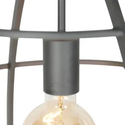 Industrielle Hängelampe dunkelgrau mit Holz 47 cm - Arthur