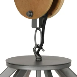 Industrielle Hängelampe dunkelgrau mit Holz 47 cm - Arthur