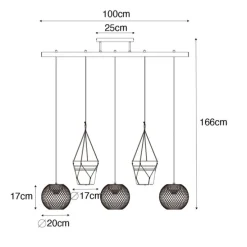 Industrielle Hängelampe gold 3-flammig - Flor