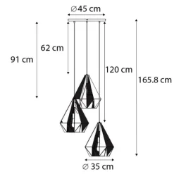 Industrielle Hängelampe Gold mit Netz 3-flammig – Karkasse