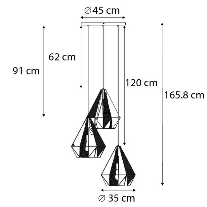 Industrielle Hängelampe Gold mit Netz 3-flammig – Karkasse