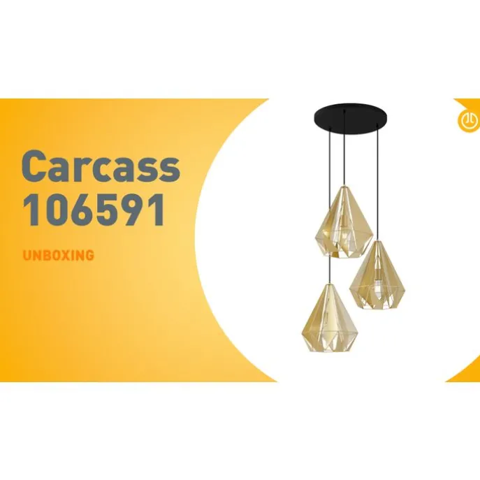 Industrielle Hängelampe Gold mit Netz 3-flammig – Karkasse