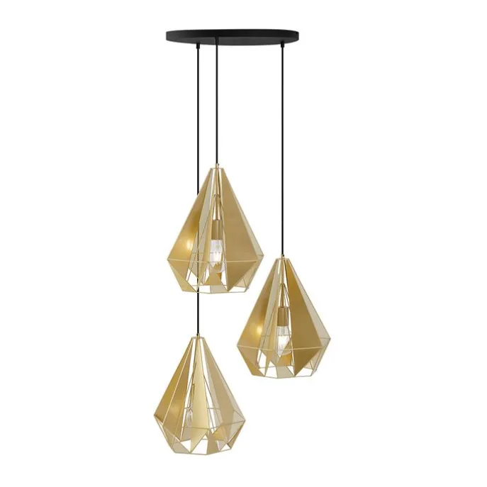 Industrielle Hängelampe Gold mit Netz 3-flammig – Karkasse