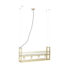 Industrielle Hängelampe gold mit Marmor und Gestell 4-flammig - Cage Rack