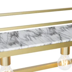 Industrielle Hängelampe gold mit Marmor und Gestell 4-flammig - Cage Rack