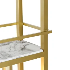 Industrielle Hängelampe gold mit Marmor und Gestell 4-flammig - Cage Rack