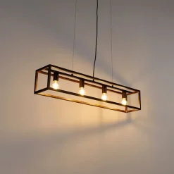 Industrielle Hängelampe rostbraun 4-Licht - Käfig