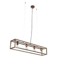 Industrielle Hängelampe rostbraun 4-Licht - Käfig