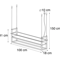 Industrielle Hängelampe rostbraun mit Gestell 4-flammig - Cage Rack