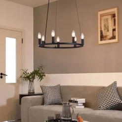 Industrielle Hängelampe schwarz 7-flammig - Knight