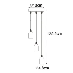 Industrielle Hängelampe schwarz mit runden 3-Lichtern aus Beton - Pedra