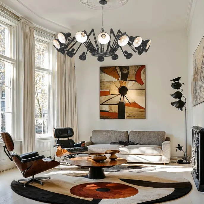 Industrielle Hängelampe schwarz 16-flammig verstellbar - Hobby Spinne