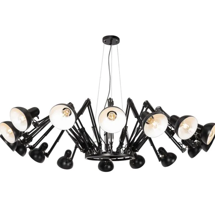 Industrielle Hängelampe schwarz 16-flammig verstellbar - Hobby Spinne