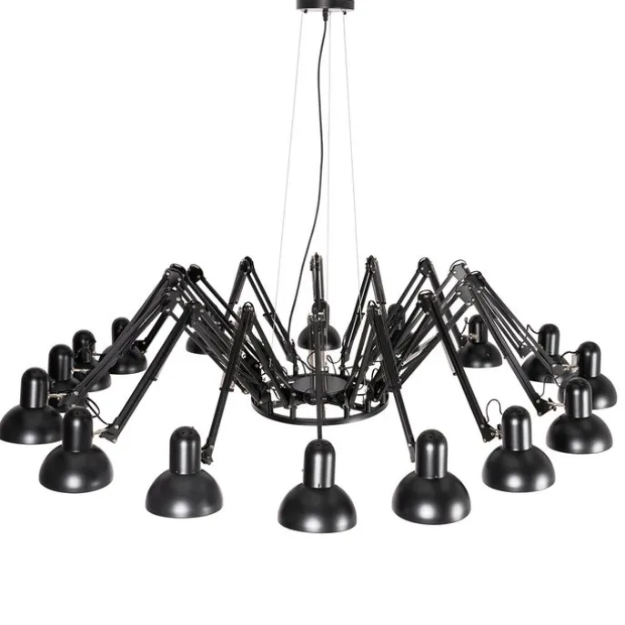 Industrielle Hängelampe schwarz 16-flammig verstellbar - Hobby Spinne