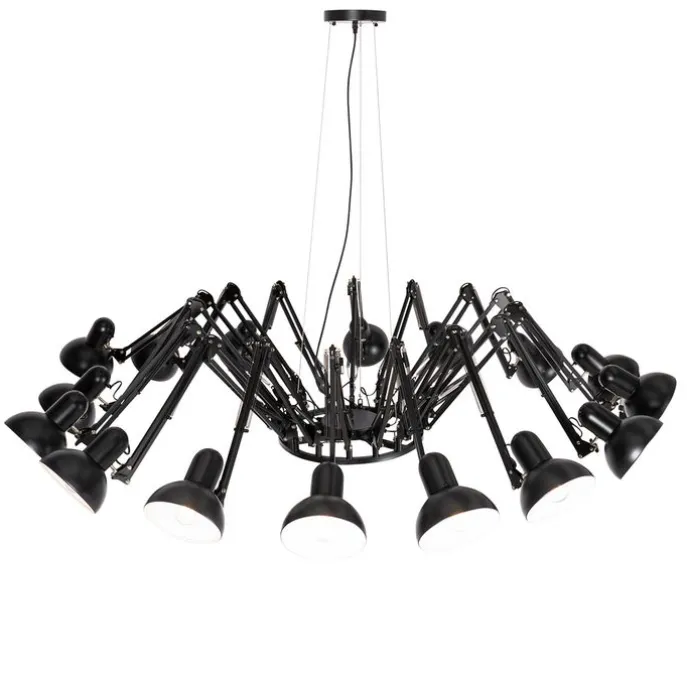 Industrielle Hängelampe schwarz 16-flammig verstellbar - Hobby Spinne