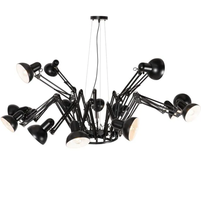 Industrielle Hängelampe schwarz 16-flammig verstellbar - Hobby Spinne