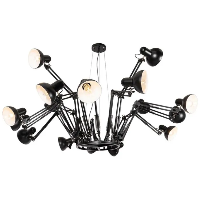 Industrielle Hängelampe schwarz 16-flammig verstellbar - Hobby Spinne