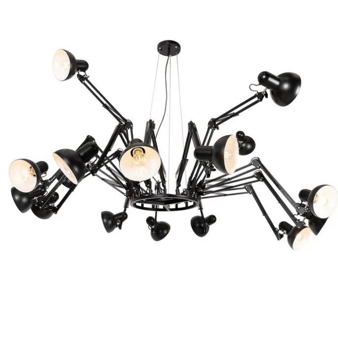 Industrielle Hängelampe schwarz 16-flammig verstellbar - Hobby Spinne