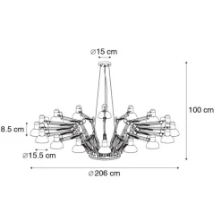 Industrielle Hängelampe schwarz 16-flammig verstellbar - Hobby Spinne