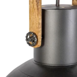 Industrielle Hängelampe schwarz mit Mangoholz - Mangos