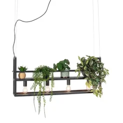 Industrielle Hängelampe schwarz mit Gestell 4-flammig - Cage Rack