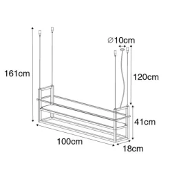 Industrielle Hängelampe schwarz mit Gestell 4-flammig - Cage Rack