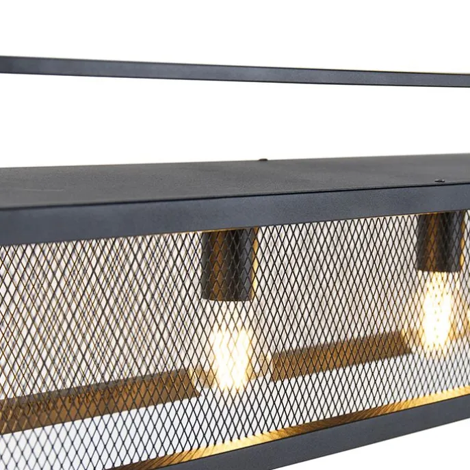 Industrielle Hängelampe schwarz mit Mesh 4-flammig - Cage Rack