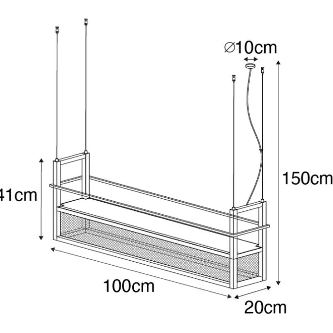 Industrielle Hängelampe schwarz mit Mesh 4-flammig - Cage Rack