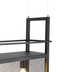 Industrielle Hängelampe schwarz mit Mesh 4-flammig - Cage Rack