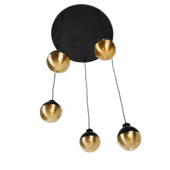 Industrielle Hängelampe schwarz mit Messing 5 Lichter - Haicha