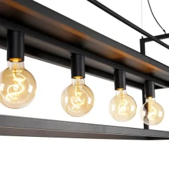 Industrielle Hängelampe schwarz mit Gestell groß 4-flammig - Cage Rack