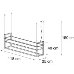 Industrielle Hängelampe schwarz mit Gestell groß 4-flammig - Cage Rack