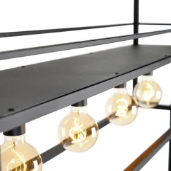 Industrielle Hängelampe schwarz mit Gestell groß 4-flammig - Cage Rack