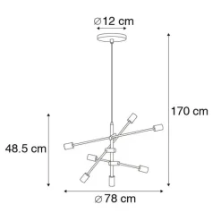 Industrielle Hängelampe schwarz 6-flammig - Sydney