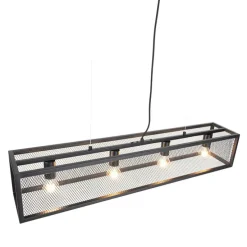 Industrielle Hängelampe schwarz mit Netz 4 Lichter – Cage